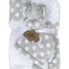 AD Sutton - Cobertores essenciais para bebês com cobertor de segurança, cinza elefante Fashion
