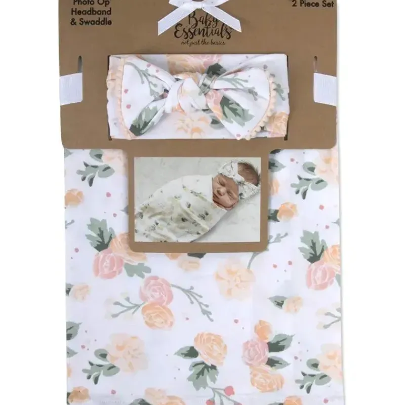 ad_sutton__conjunto_de_ma_SKU809K0l2n_0.webp AD Sutton – Conjunto de manta de algodão para bebê com faixa de cabeça ou chapéu, flor Fashion
