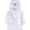 AD Sutton – Robe de pelúcia para bebê com rosto de animal de pelúcia, roupão de bebê de 0 a 9 meses com orelhas, urso branco New
