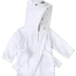 AD Sutton – Robe de pelúcia para bebê com rosto de animal de pelúcia, roupão de bebê de 0 a 9 meses com orelhas, urso branco New