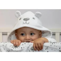 AD Sutton – Robe de pelúcia para bebê com rosto de animal de pelúcia, roupão de bebê de 0 a 9 meses com orelhas, urso branco New