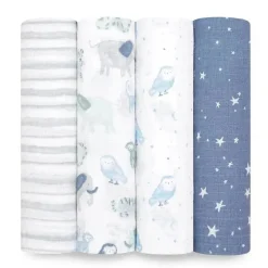 Aden + Anais - 4 Pk Swaddles Muslin, Time To Dream Hot