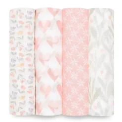 Aden + Anais - 4 Pk Swaddles Muslin, Piece of My Heart Discount