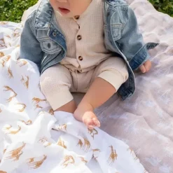 Aden + Anais - Cobertor Swaddle, 100% algodão orgânico, pacote com 4, Safari Dreams Sale