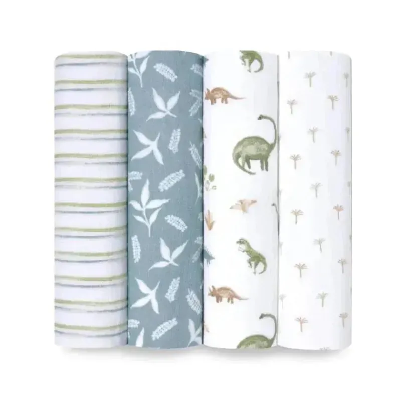 aden__anais__pk_essential_SKU3Vdho8XL_0.webp Aden + Anais - 4Pk Essential Dino Jungle Swaddle Blankets Discount