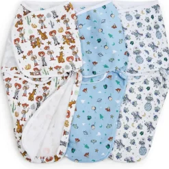 Aden + Anais - 3Pk Essentials Easy Swaddle Wrap Quick Change with Bottom Zipper, Toy Story Clearance