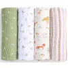 Aden + Anais - 4Pk Essentials Cotton Muslin Swaddle, Sage Woodland Discount