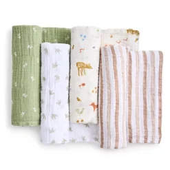 Aden + Anais - 4Pk Essentials Cotton Muslin Swaddle, Sage Woodland Discount