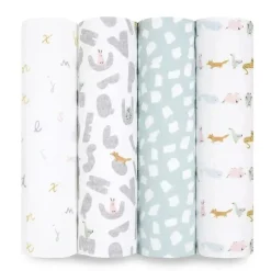 Aden + Anais - 4Pk Swaddles de musselina Animais do alfabeto Clearance