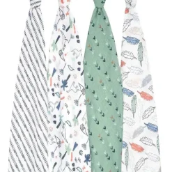 Aden + Anais - Swaddle de musselina de algodão 4Pk, Dinotime Clearance