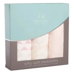 Aden + Anais Swaddles macios e sedosos metálicos 3 unidades, bétula de prímula Clearance