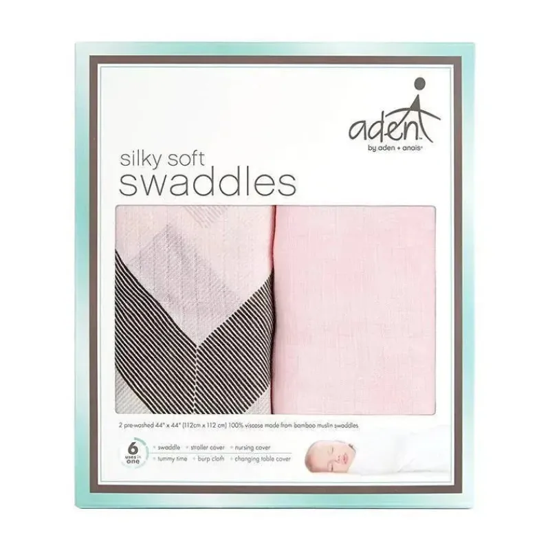 aden__anais_swaddles_maci_SKUswiASgBF_1.webp Aden + Anais Swaddles macios e sedosos Ziggy Pink Pacote com 2 Online