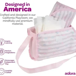 Adora - Bolsa de fraldas para boneca, inclui trocador e 2 fraldas de boneca, rosa pastel clássico Discount