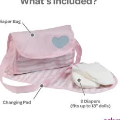 Adora - Bolsa de fraldas para boneca, inclui trocador e 2 fraldas de boneca, rosa pastel clássico Discount