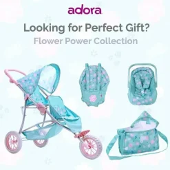 Adora - Bolsa de fraldas para boneca, inclui trocador e 2 fraldas de boneca, Blue Flower Power Discount