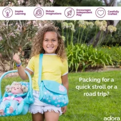 Adora - Bolsa de fraldas para boneca, inclui trocador e 2 fraldas de boneca, Blue Flower Power Discount