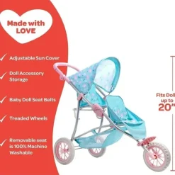Adora - Carrinho de boneca Twin Jogger, Flower Power Fashion