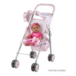 Adora - Carrinho de boneca com coração rosa pastel com sombra de guarda-chuva e acabamento com babados Online