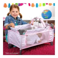 Adora Crib Pink Deluxe Pack N Play (conjunto de 7 peças) Fashion