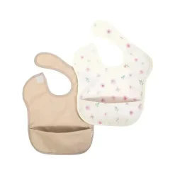 Ali + Oli - Babador 2Pk para bebê manga curta, flores areia Discount
