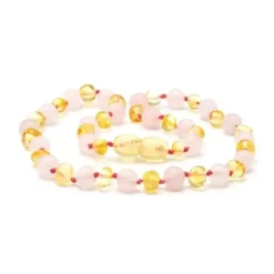 Ali + Oli - Colares Limão Polido Âmbar e Quartzo Rosa Discount