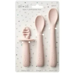 Ali + Oli - conjunto de colher multiestágio 3Pk para bebê, blush Clearance