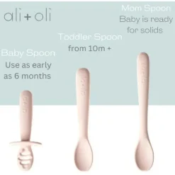 Ali + Oli - conjunto de colher multiestágio 3Pk para bebê, blush Clearance