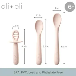 Ali + Oli - conjunto de colher multiestágio 3Pk para bebê, blush Clearance