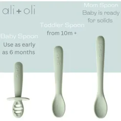 Ali + Oli - conjunto de colher multiestágio 3Pk para bebê, pinho Fashion