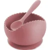 Ali + Oli - Conjunto de tigela e colher de silicone ondulado, rosa empoeirado Fashion