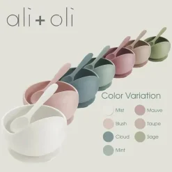 Ali + Oli - conjunto de ventosa e colher de silicone, blush Hot