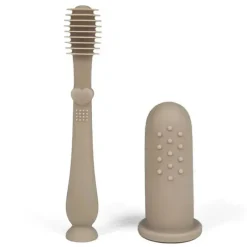 Ali + Oli - Conjunto oral de escova de dentes e limpador de língua para bebês, areia Outlet