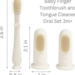 Ali + Oli - conjunto oral para escova de dente e limpador de língua para bebês, marfim Discount