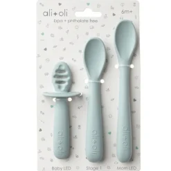Ali + Oli - (3-Pc) Multi Stage Spoon Set For Baby, Blue Clearance