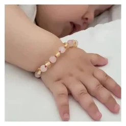 Ali + Oli - Pulseira de âmbar e pedras preciosas, limão/rosa New