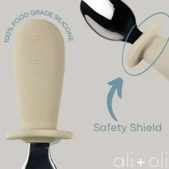 Ali + Oli Ali+Oli - conjunto de aprendizagem de colher e garfo para crianças, 6m+, cáqui Online