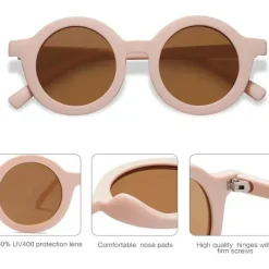Ali + Oli Ali+Oli - Óculos de sol polarizados redondos fofos SOJOS, proteção UV400, creme rosa Fashion