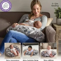 Boppy Almofada de alimentação e apoio infantil - dinossauros cinza Clearance