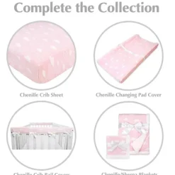 American Baby Company American Baby - Heavenly Soft Chenille Contoured Trocador Capa 17 X 35 X 5, Nuvens Rosa New