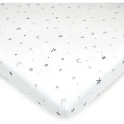 American Baby Company American Baby - Lençol de berço justo estampado 100% algodão natural tricô, estrelas e luas Online