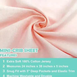 American Baby Company American Baby - Mini Lençol de Berço 24 x 38, Lençol Portátil 100% Algodão Jersey, Blush Discount