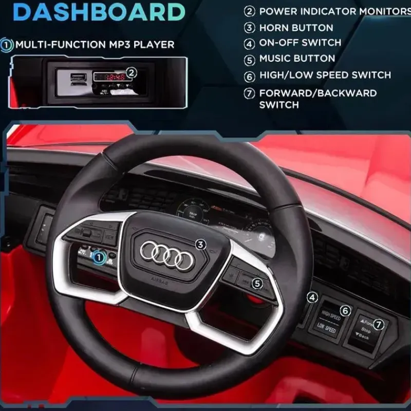 aosom__carro_audi_infanti_SKUMZBRDUFg_5.webp Tobbi Aosom - Carro Audi infantil movido a bateria em brinquedo com controle remoto, vermelho Sale