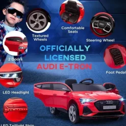 Tobbi Aosom - Carro Audi infantil movido a bateria em brinquedo com controle remoto, vermelho Sale