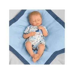 Ashton Drake - Boneca Baby Boy que Respira com Cobertor Acolchoado e Chupeta Fashion