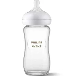 Philips Avent Avent - 1 unidade de mamadeira de vidro natural com bico de resposta natural, 8 onças New