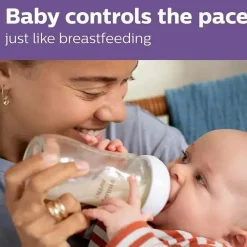 Philips Avent Avent - 1 unidade de mamadeira de vidro natural com bico de resposta natural, 8 onças New