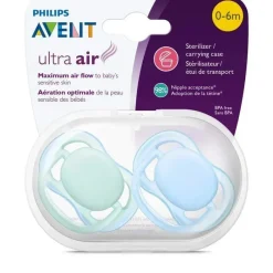 Philips Avent Avent - Chupeta Ultra Air 0-6M, Azul/Verde, 2 unidades Best