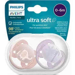 Philips Avent Avent - Chupeta Ultra Suave 2Pk Rosa e Lavanda, 0/6M Best