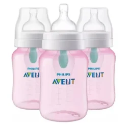 Philips Avent Avent - Garrafa anti-cólica de 3 unidades com ventilação sem ar, 9 onças, rosa Fashion