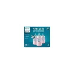 Philips Avent Avent - Garrafa anti-cólica de 3 unidades com ventilação sem ar, 9 onças, rosa Fashion